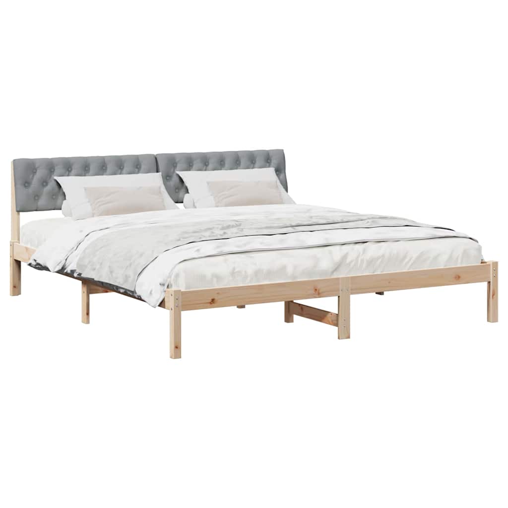 Bettgestell Braun und hellgrau 200 x 200 cm Massivholz Kiefer
