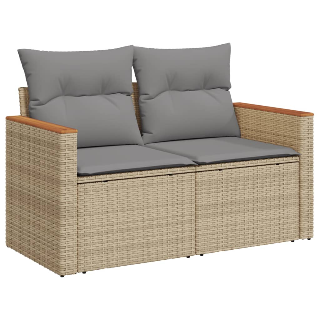 10-tlg. Garten-Sofagarnitur mit Kissen Schwarz Poly Rattan