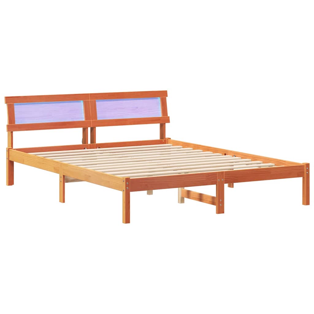 Bettgestell mit Kopfteil Braun 200 x 200 cm Massivholz Kiefer