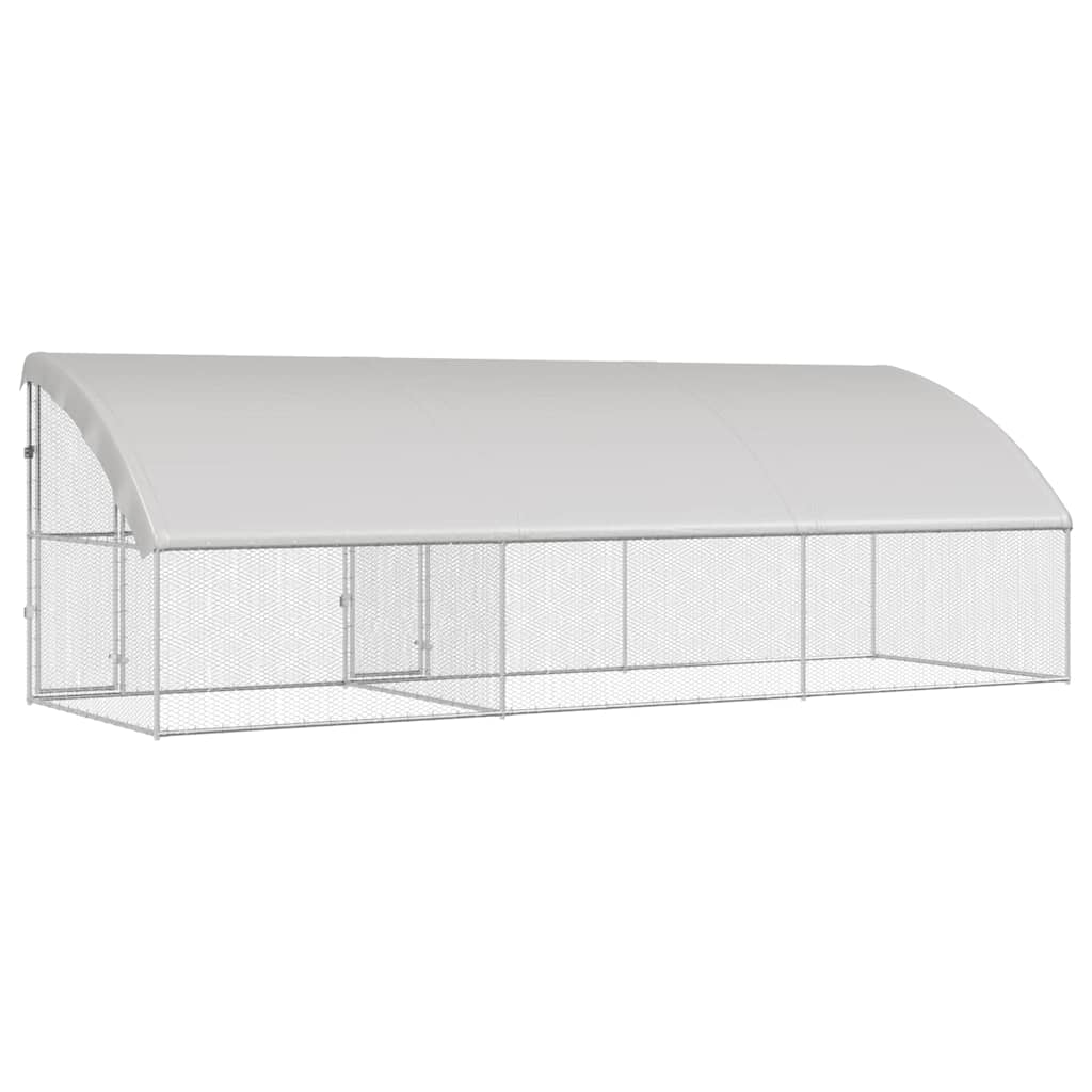 Hühnerkäfig 2 pcs Silber 400 x 200 x 200 cm Verzinkter Stahl
