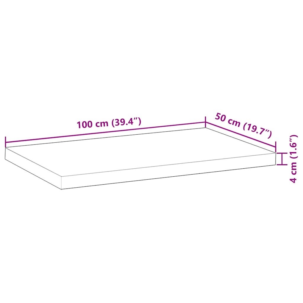 Schreibtischplatte Unbehandelt 60x50x2 cm Massivholz Akazie