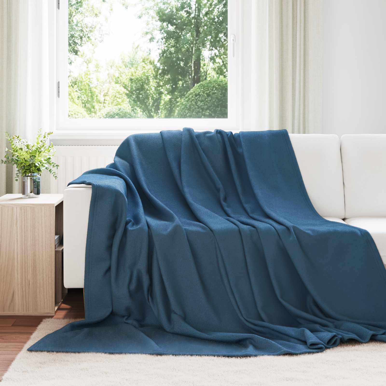 Überwurfdecke Beige 170 x 130 cm Fleece