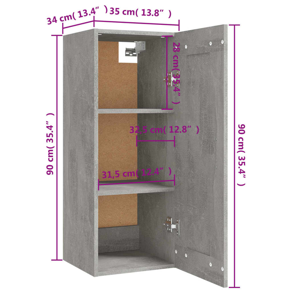 Hängeschrank Weiß 35x34x90 cm Holzwerkstoff