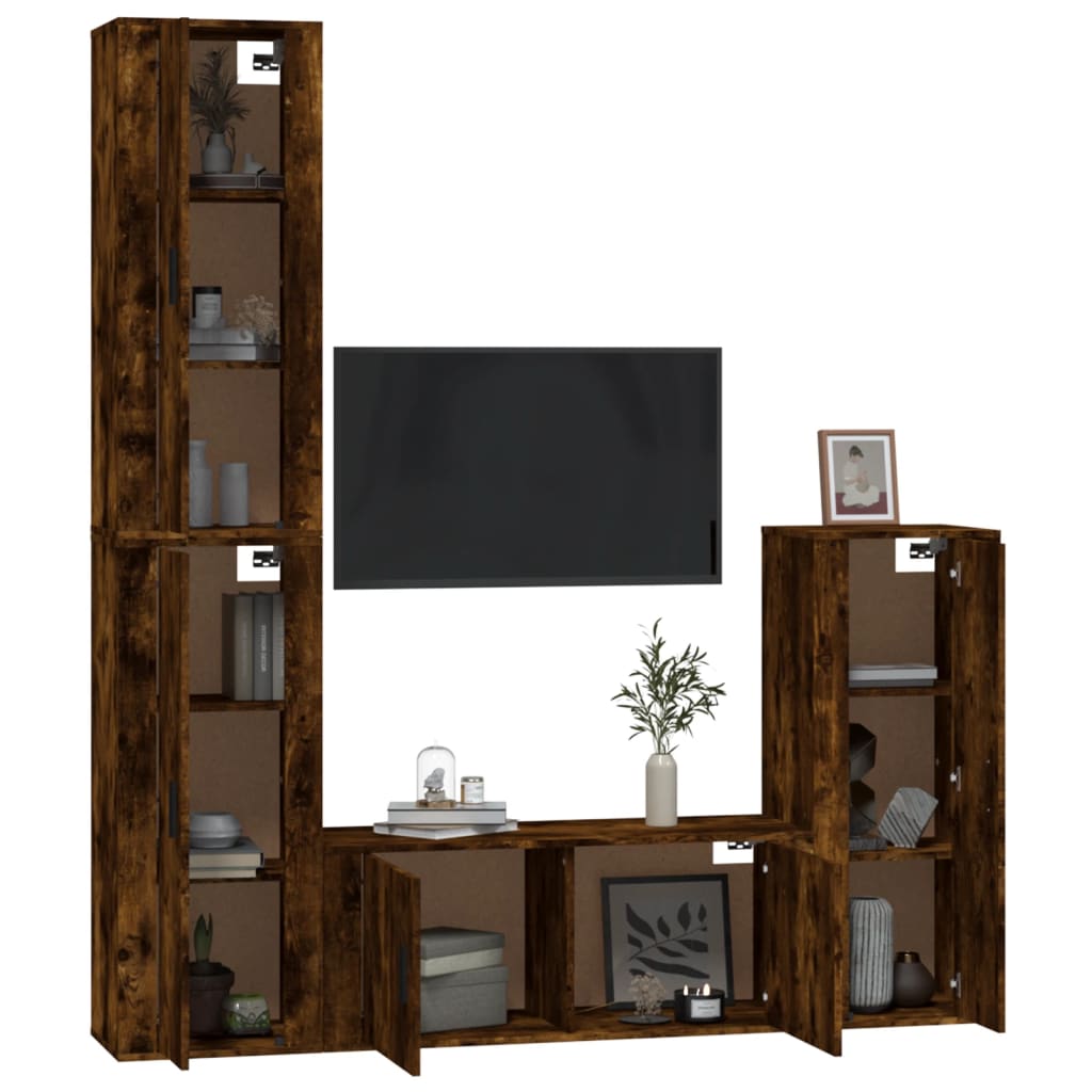 4-tlg. TV-Schrank-Set Weiß Holzwerkstoff