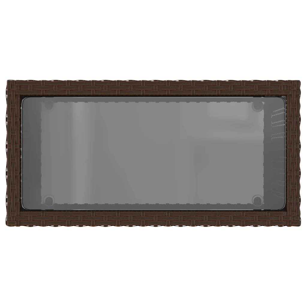 Garten-Beistelltisch mit Glasplatte Schwarz 58x27,5x55cm Rattan