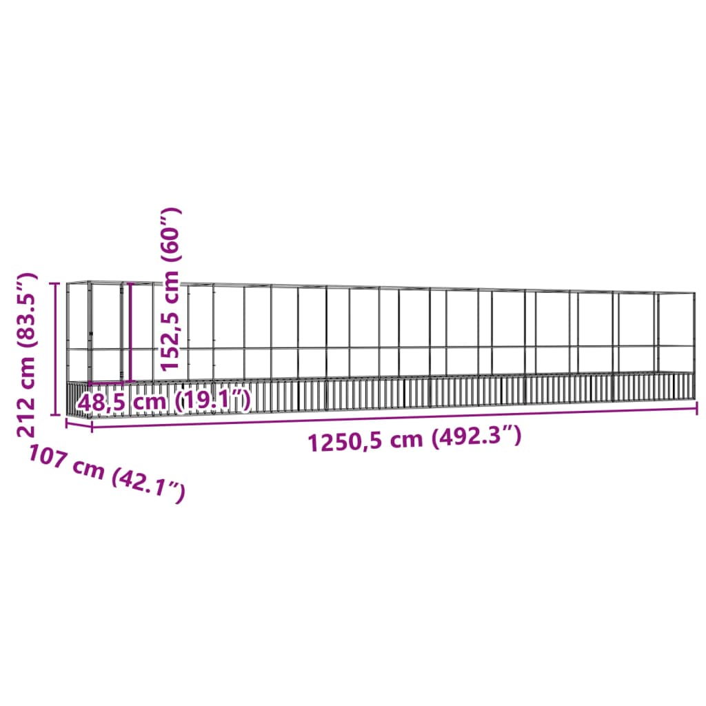 Voliere Silbern 210,5x107x212 cm Stahl