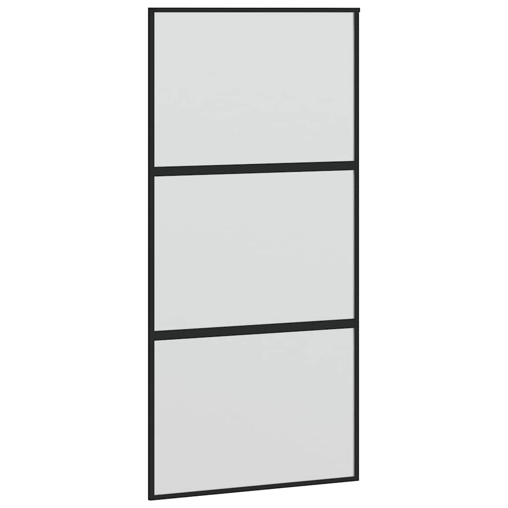 Schiebetür mit Beschlag Schwarz 76x205 cm Hartglas