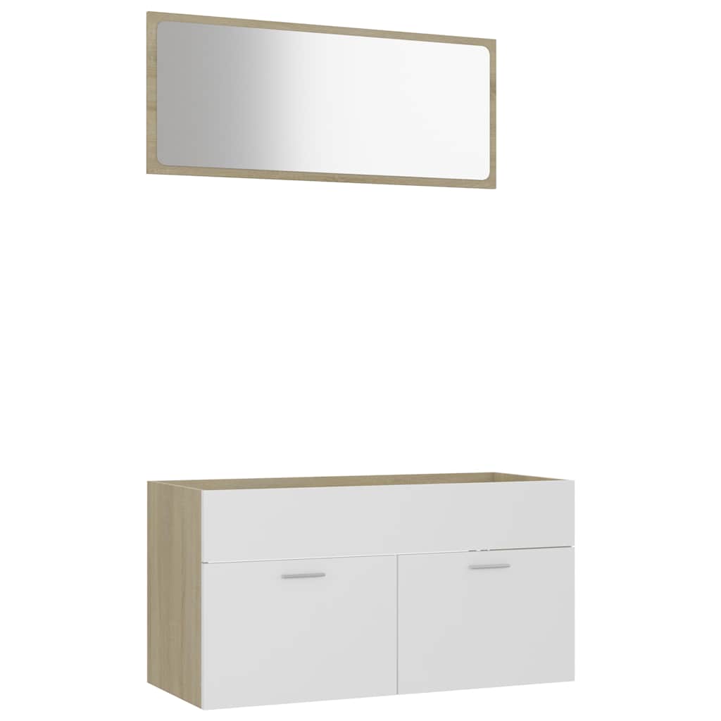 2-tlg. Badmöbel-Set Weiß Holzwerkstoff