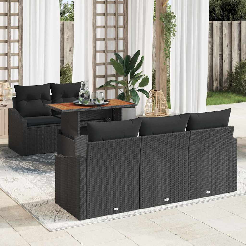 Garten Essgruppe mit Kissen 6 pcs Schwarz und Creme