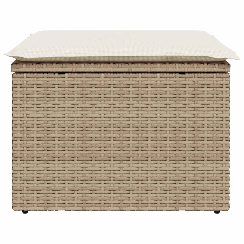 Gartenhocker mit Kissen Schwarz 55x55x37 cm Poly Rattan