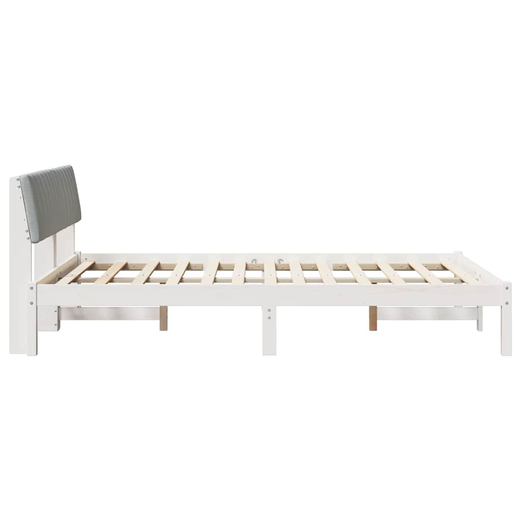 Bettgestell Braun und hellgrau 200 x 200 cm Massivholz Kiefer