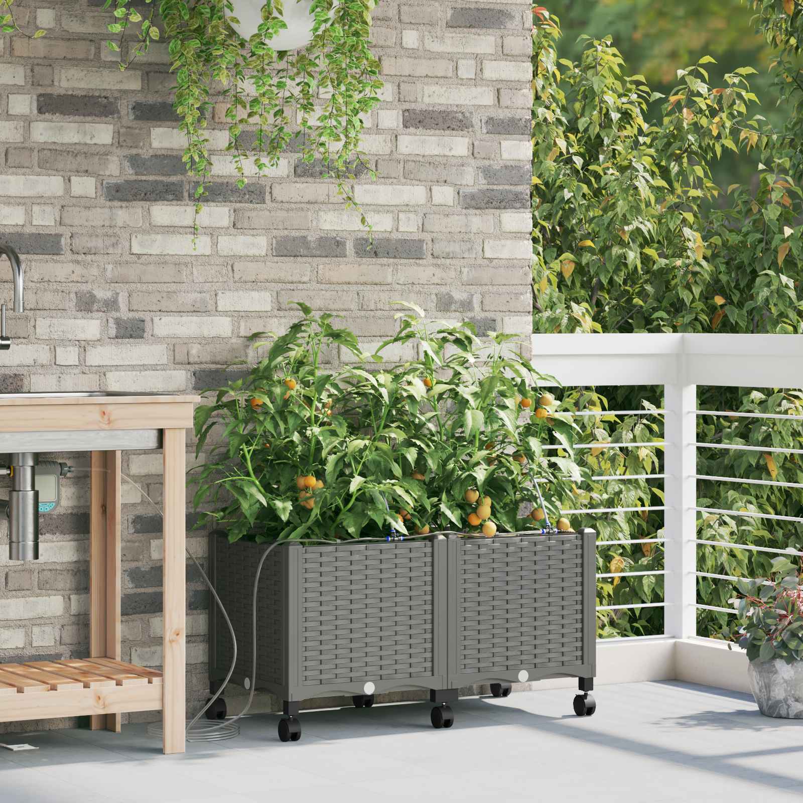 Garten-Pflanzgefäß 4 Stk. Braun 160 x 40 x 22 cm PP