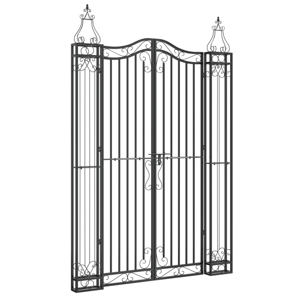Gartentor Schwarz 121x8x100 cm Schmiedeeisen