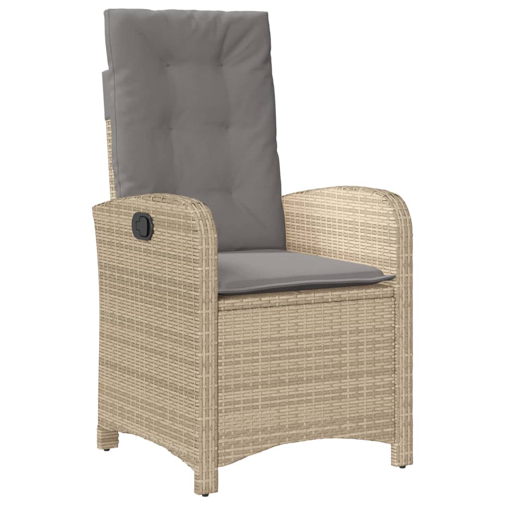 Gartensessel Verstellbar mit Kissen Schwarz Poly Rattan