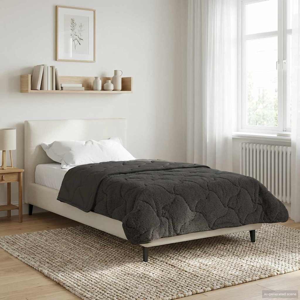 Sommerdecke Anthrazit 135 x 200 cm Mikrofaser und Teddy-Fleece