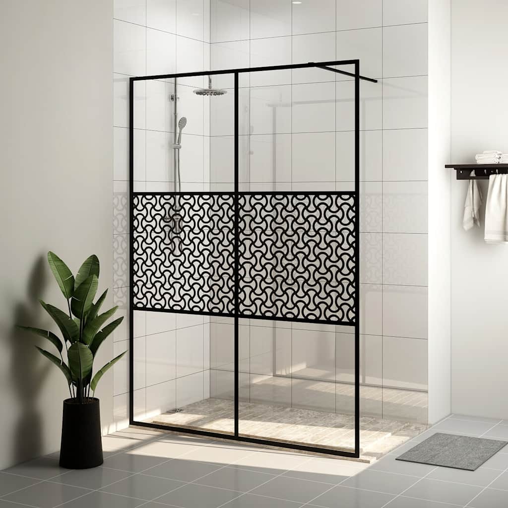 Duschwand für Begehbare Dusche Schwarz 100x195 cm ESG-Glas Klar