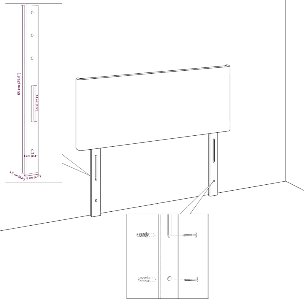 Kopfteil Hellgrau 80 cm Cordstoff