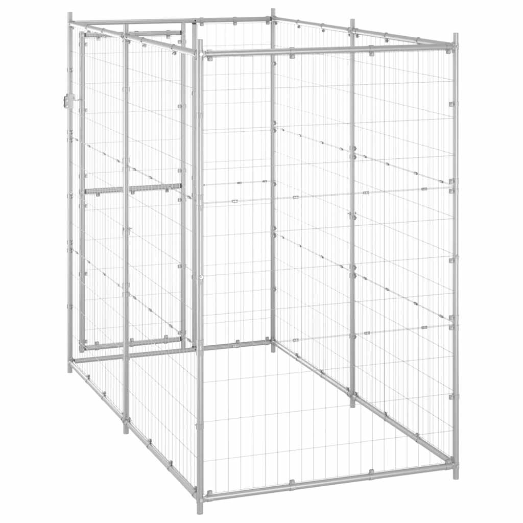 Outdoor-Hundezwinger Stahl mit Überdachung 110x220x180 cm
