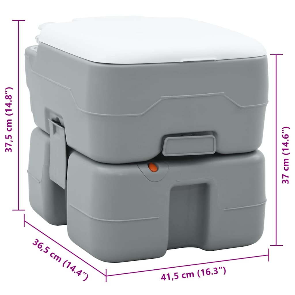 Camping-Toilette Grau und Weiß 41,5 x 36,5 x 37,5 cm