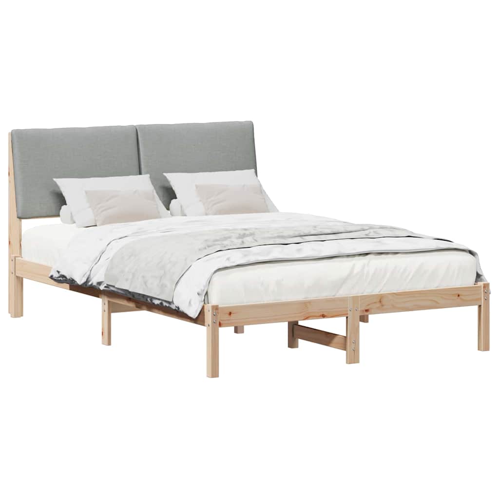 Bettgestell Braun und hellgrau 200 x 200 cm Massivholz Kiefer