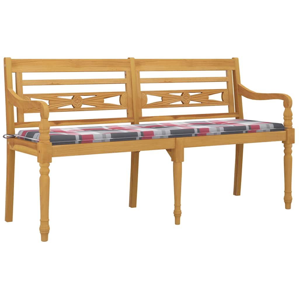 Batavia-Gartenbank mit Anthrazit Kissen 120 cm Teak Massivholz