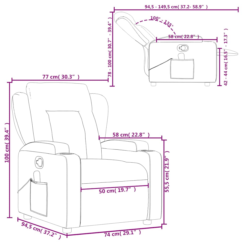 Relaxsessel Elektrisch Hellgrau Stoff