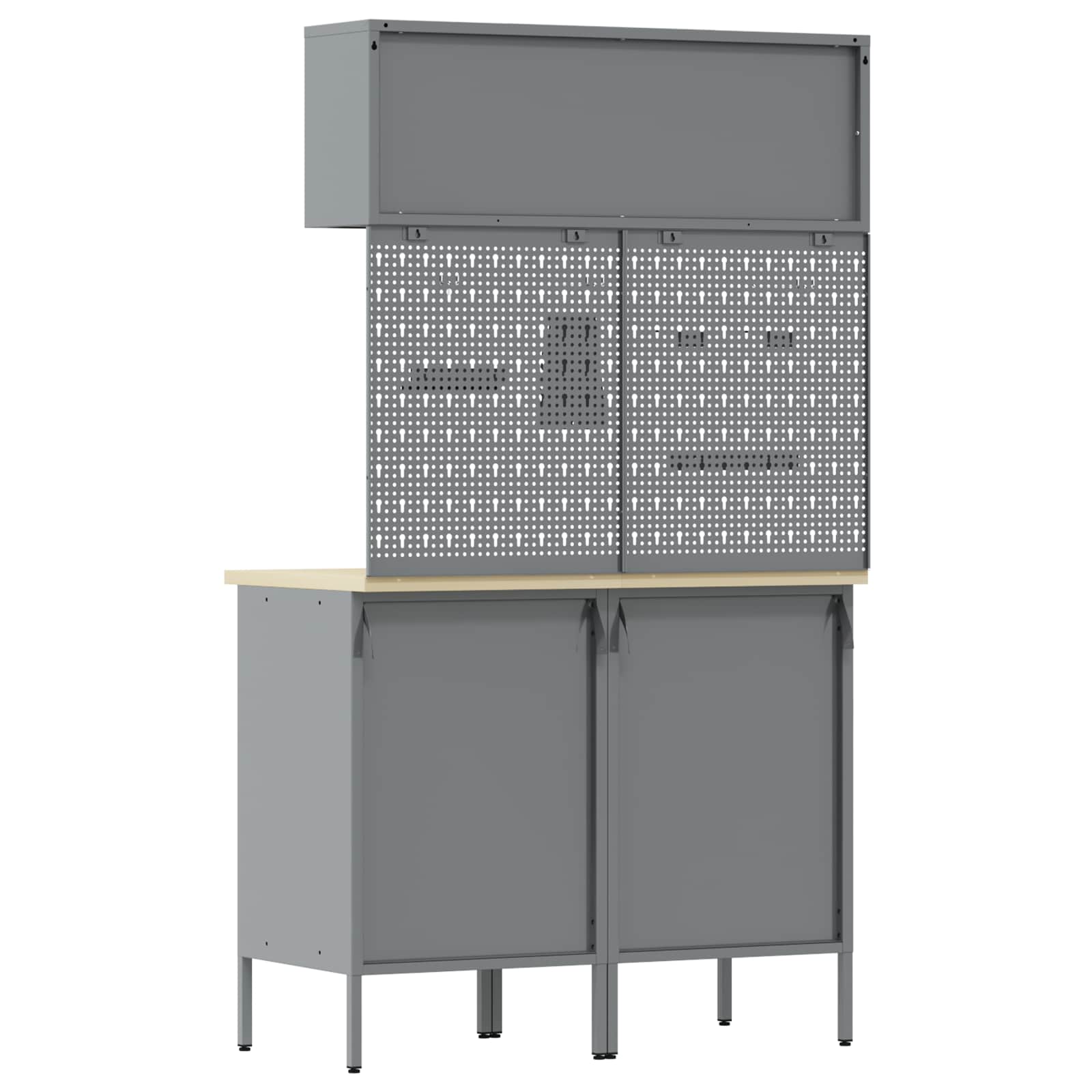 Arbeitsschrankset mit Schubladen mit Regal 8 pcs Grau