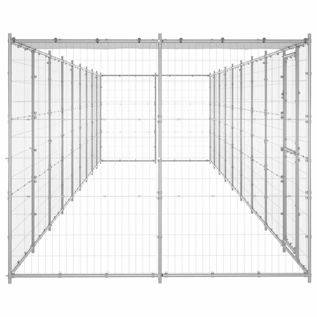 Outdoor-Hundezwinger mit Überdachung Stahl 7,26 m²