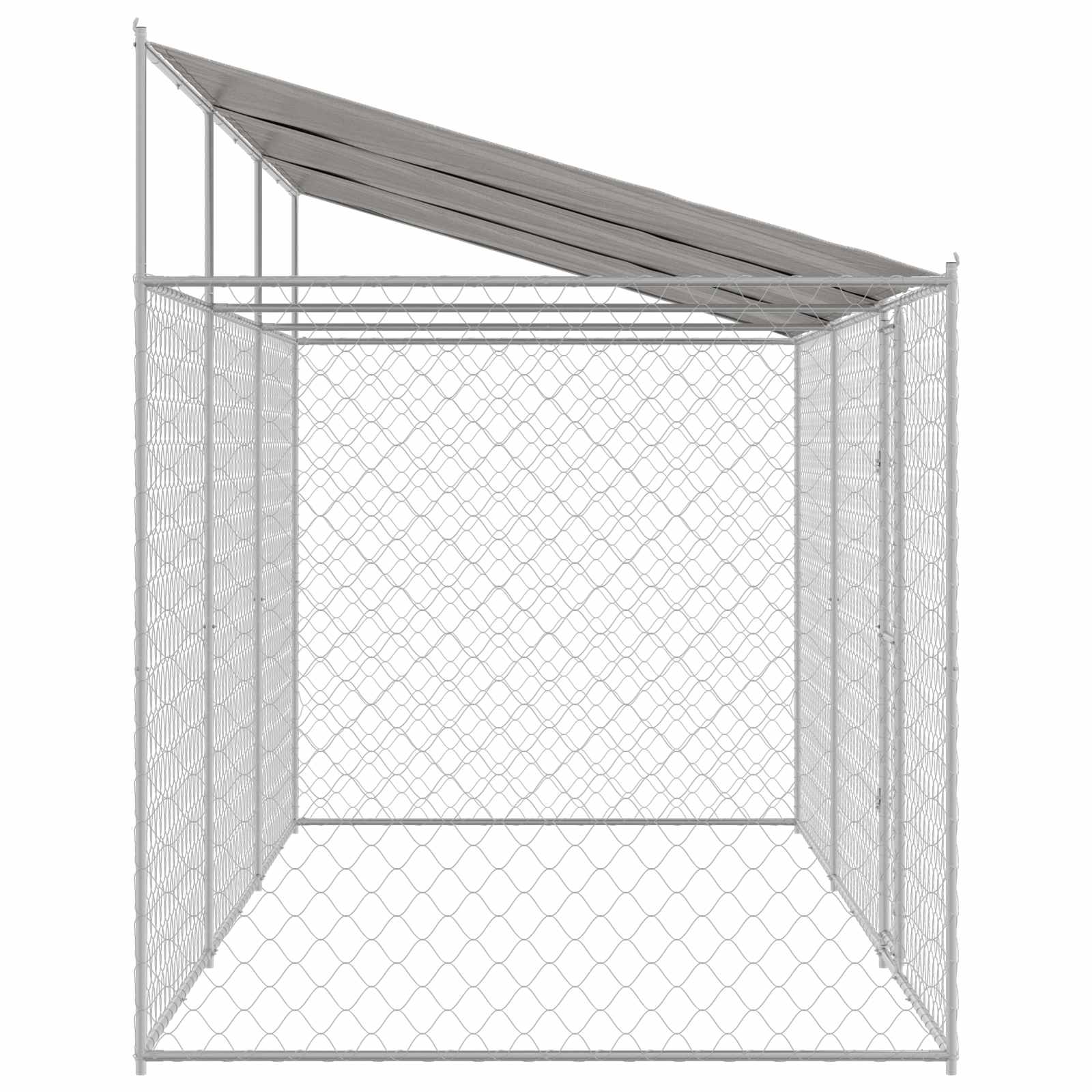 Hundezwinger mit Dach und Tür Grau 2x2x2 m Verzinkter Stahl