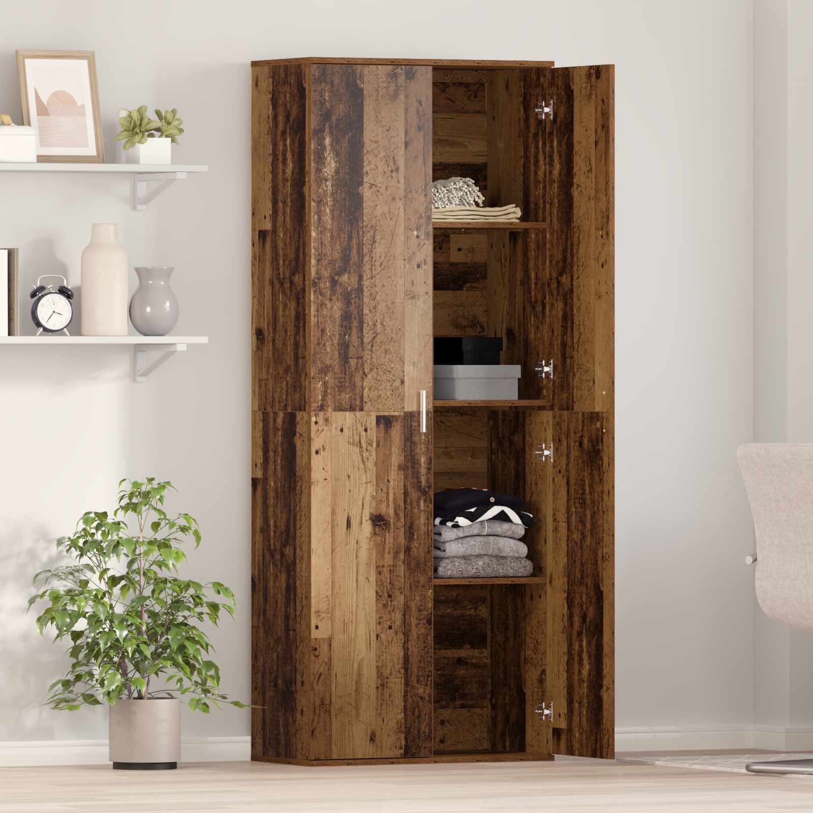 Highboard Weiß 70x35x180 cm Holzwerkstoff