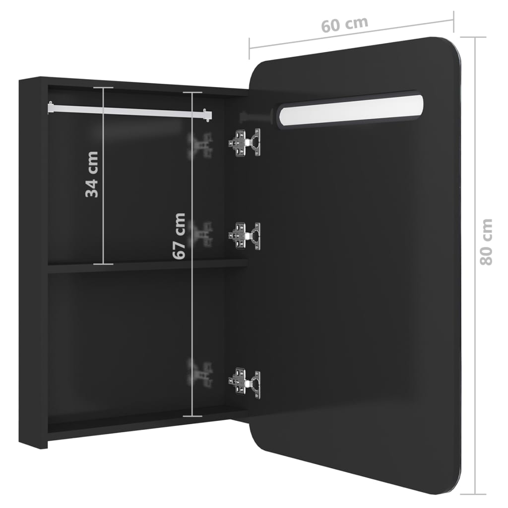 LED-Bad-Spiegelschrank Glänzendes Grau 60x11x80 cm