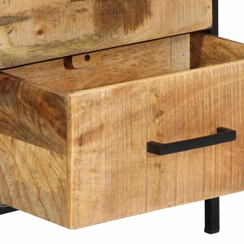 Nachttisch Braun und Schwarz 40 x 35 x 50 cm Massivholz Mango