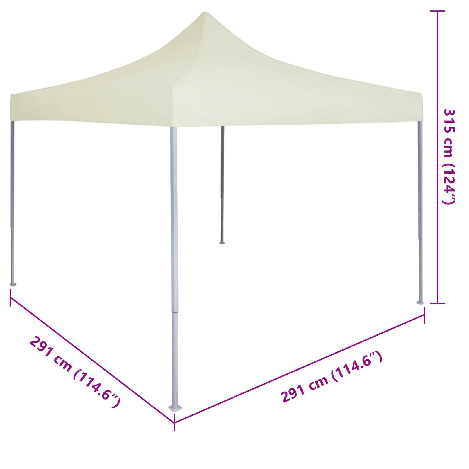 Partyzelt Faltbar Pop-Up Schwarz 292x292x315 cm