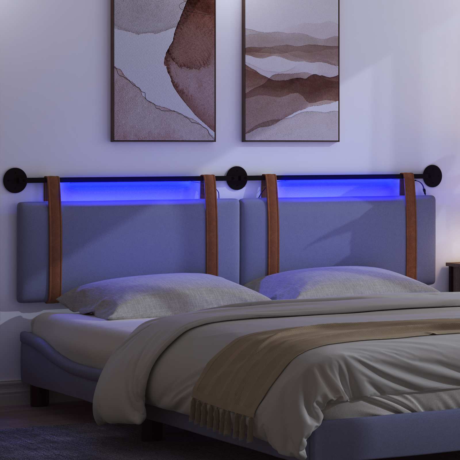 Hängendes Kopfteil Mit LED Licht Wolkengrau Antikes PU
