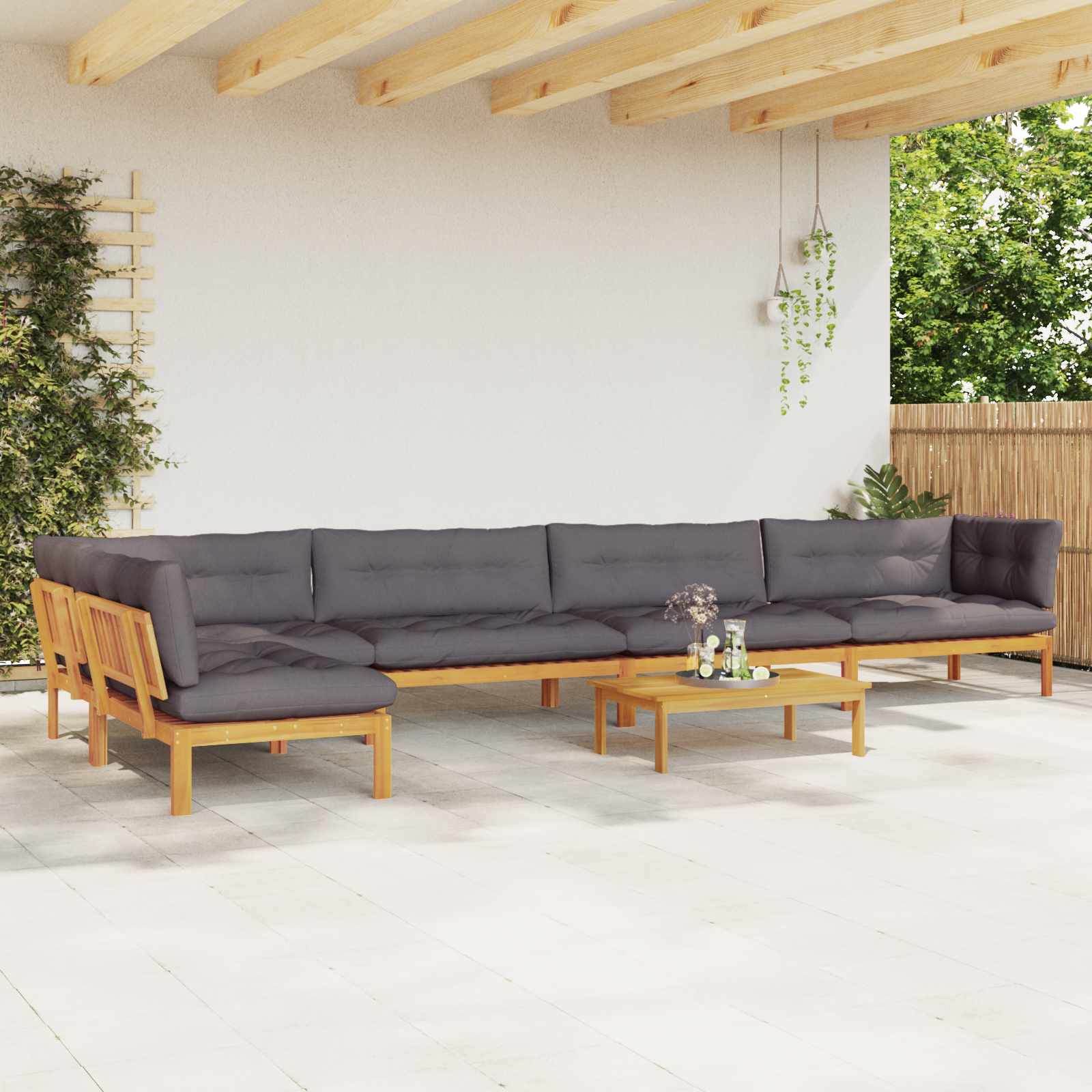 3-tlg. Garten-Sofagarnitur aus Paletten Massivholz Akazie