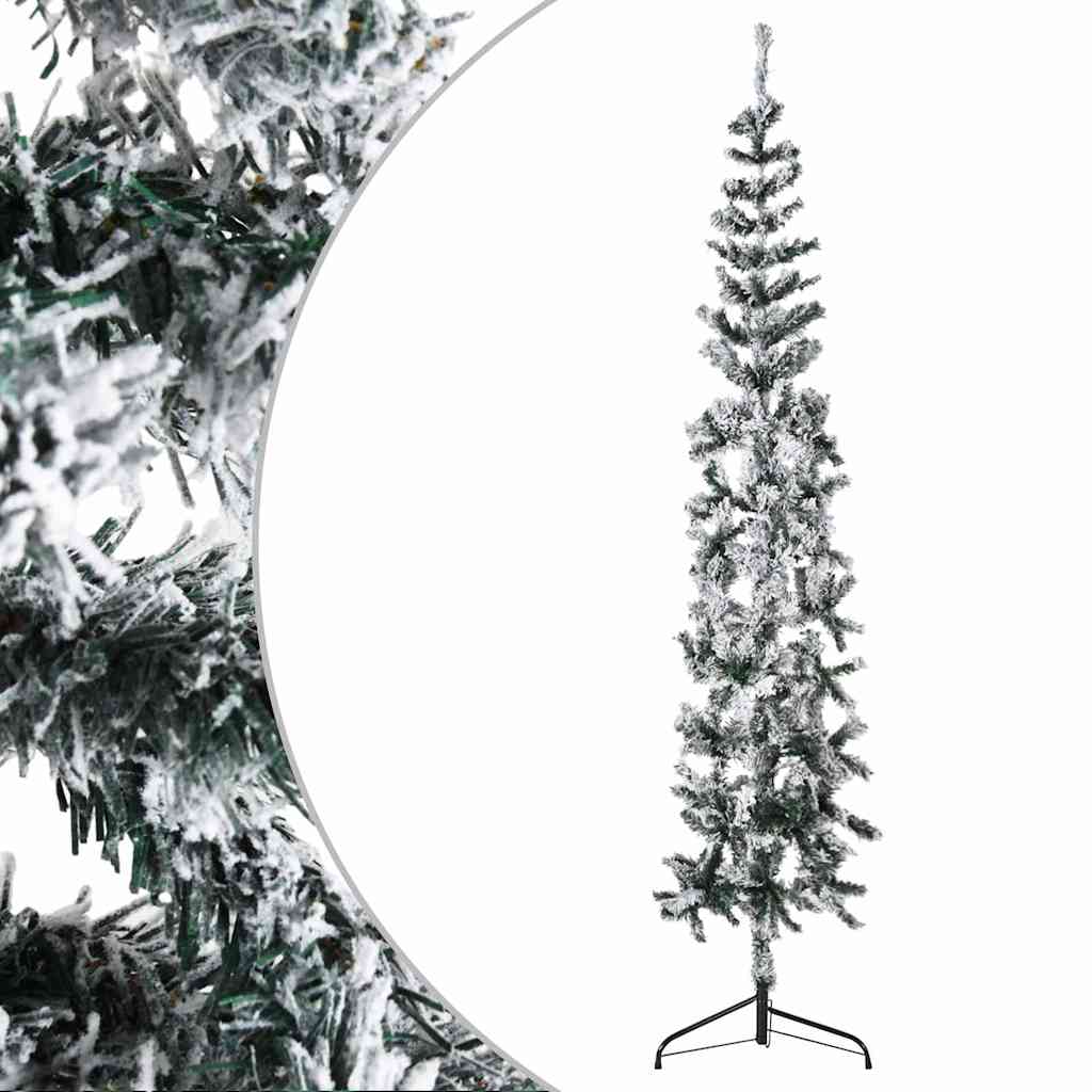 Künstlicher Halb-Weihnachtsbaum mit Ständer Schlank Weiß 180 cm