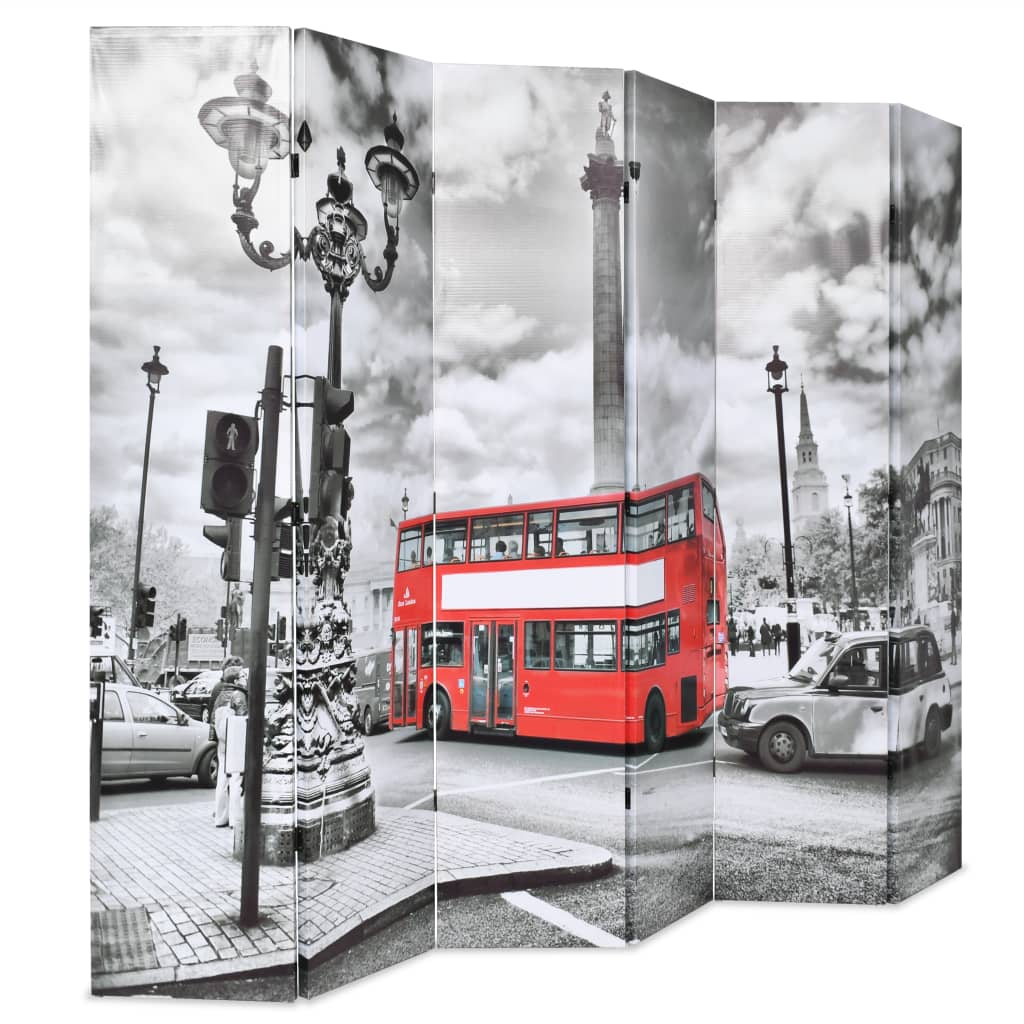 Raumteiler klappbar 120 x 170 cm London Bus Schwarz-Weiß