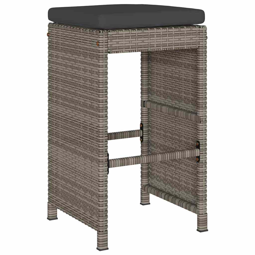 Garten-Barhocker mit Kissen 2 Stk. Braun Poly Rattan