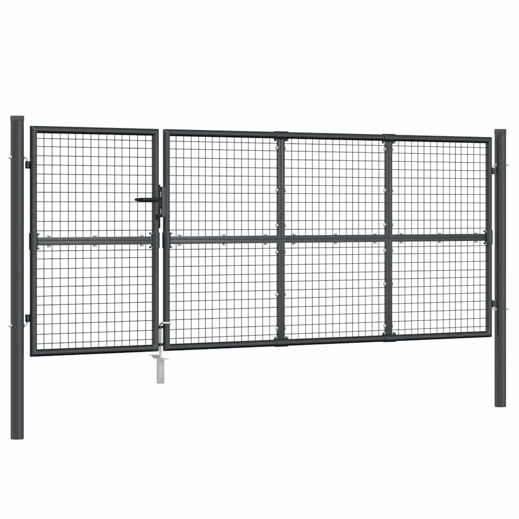 Gartentor aus Stahl 350 x 75 cm Grün