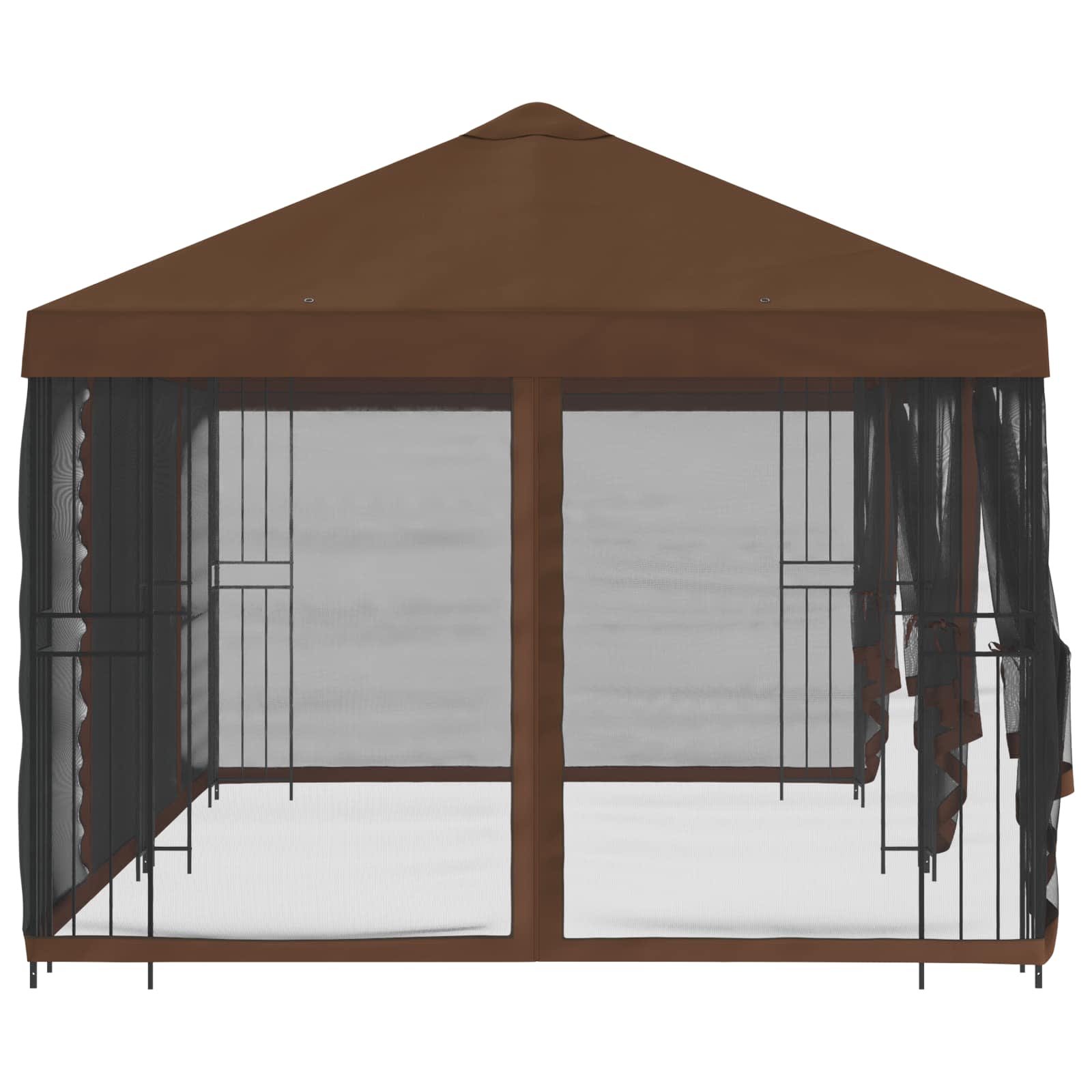 Pavillon mit Seitenwänden 6 x 3 m Beige Polyester und Stahl 190