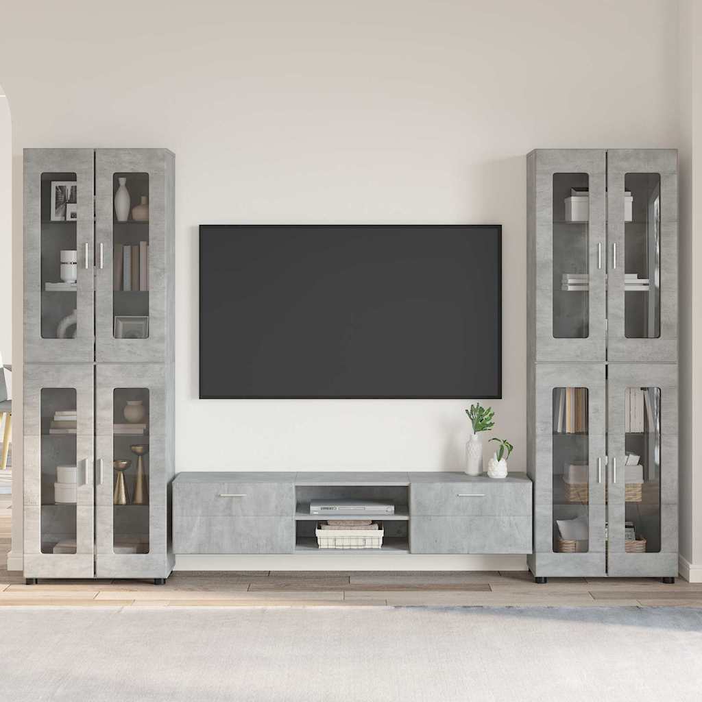 Highboard mit Regal FLORIN Weiß 60 x 35 x 182 cm Holzwerkstoff