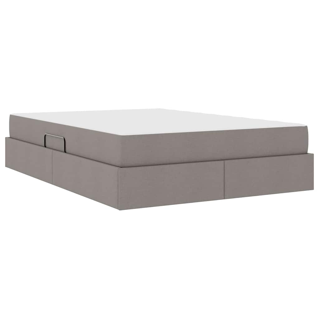 Aufbewahrungsbett mit Matratze Hellgrau 90 x 190 cm Polyester