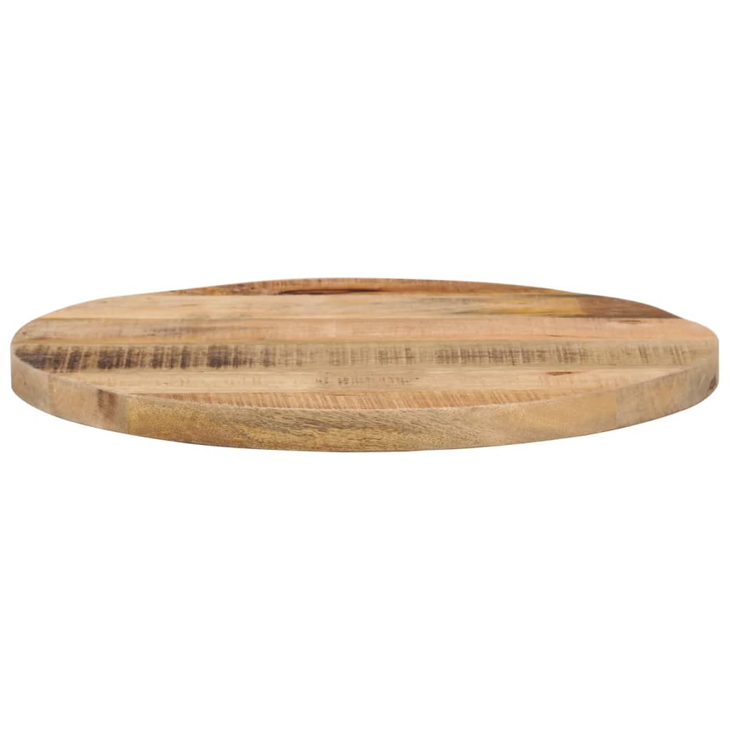 Tischplatte Ø 40x2,5 cm Rund Raues Massives Mangoholz