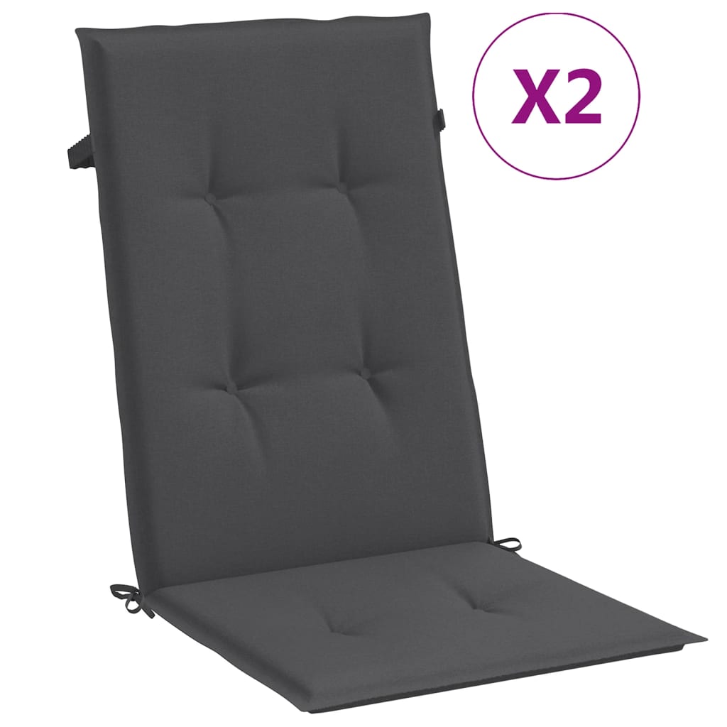 Hochlehner-Auflagen 2 Stk. Melange Anthrazit 120x50x7cm Stoff