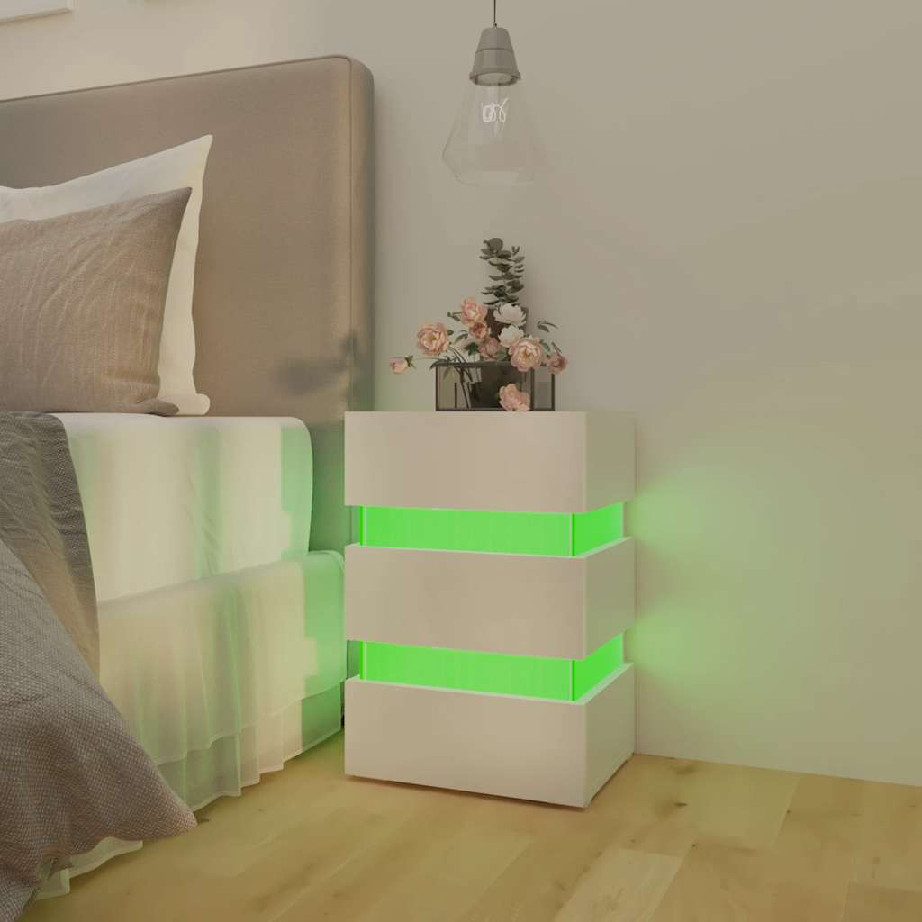 LED-Nachttisch Weiß 45x35x67 cm Holzwerkstoff