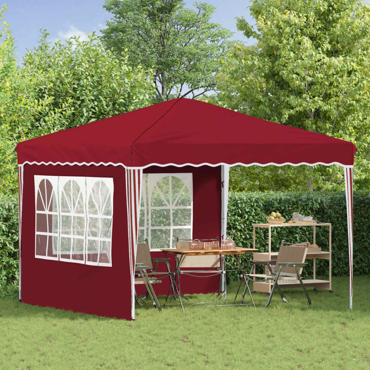 Pop-up Partyzelt 288 x 288 x 245 cm Creme Oxford-Stoff