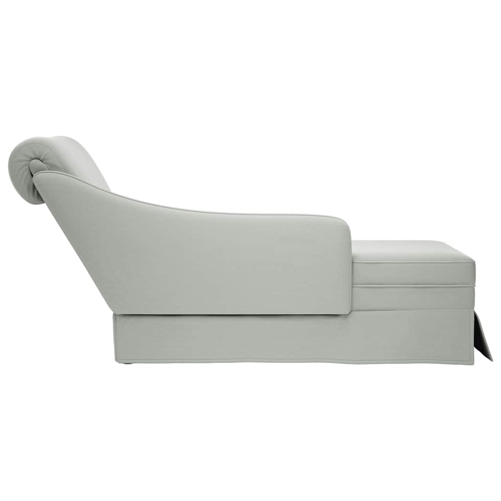 Chaiselongue mit Nackenrolle und Rechter Armlehne Blau Samt