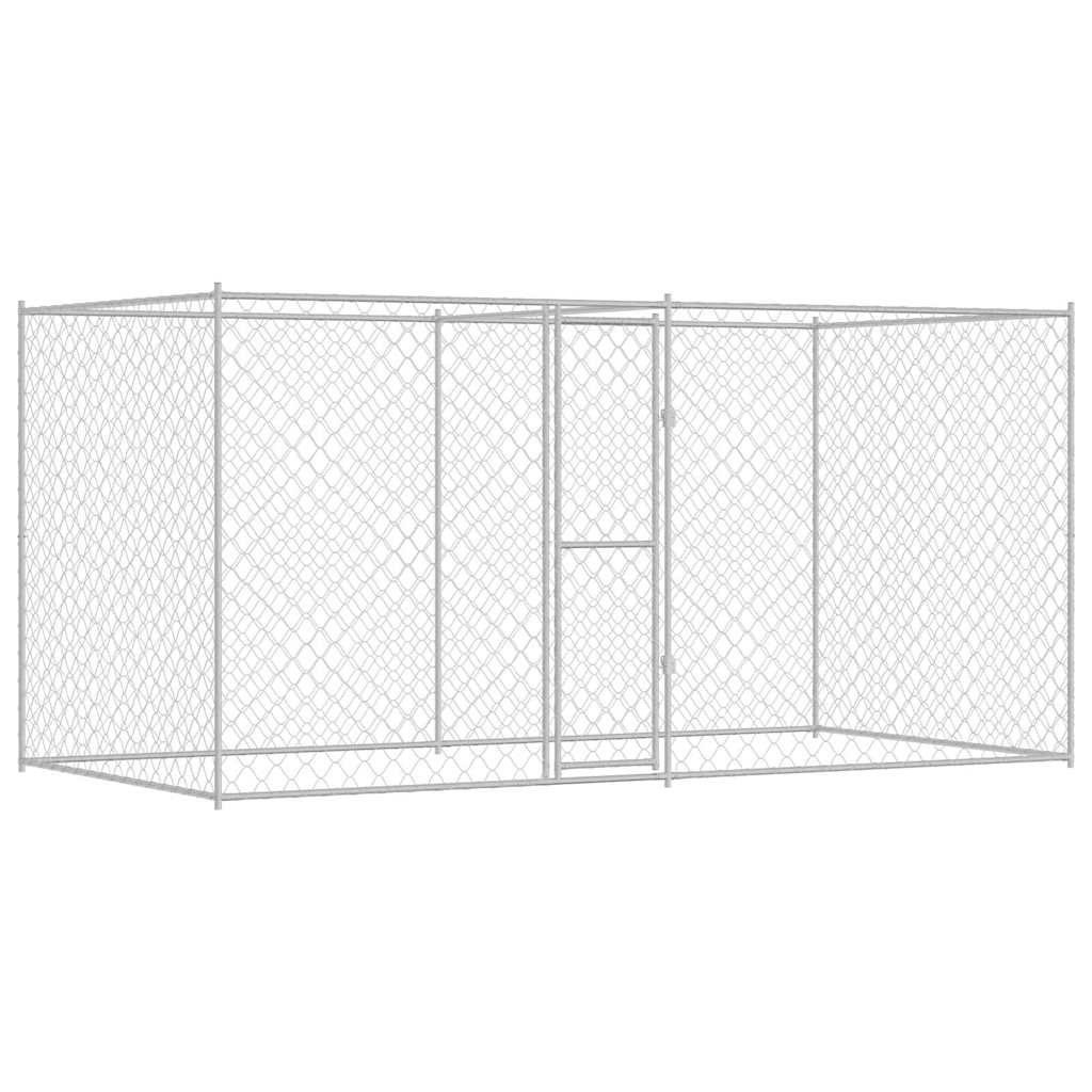 Hundezwinger mit Tür Grau 2x2x1,5 m Verzinkter Stahl