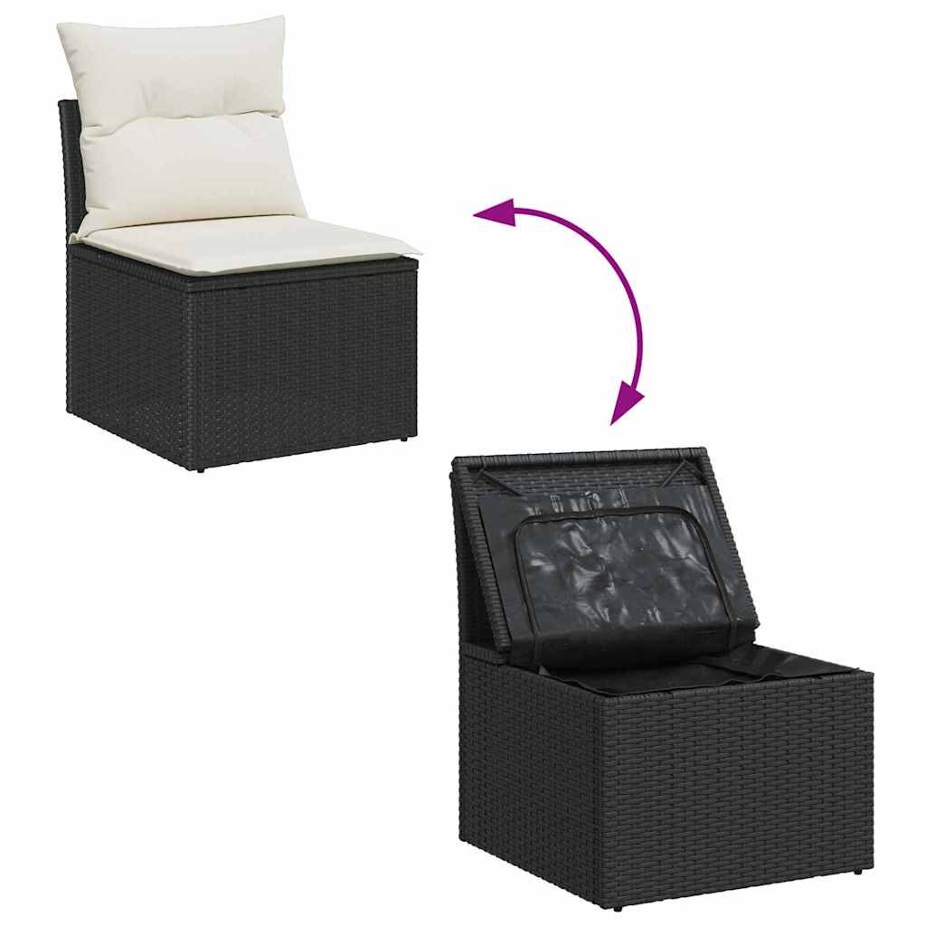 Garten Essgruppe mit Kissen 6 pcs Schwarz und Creme