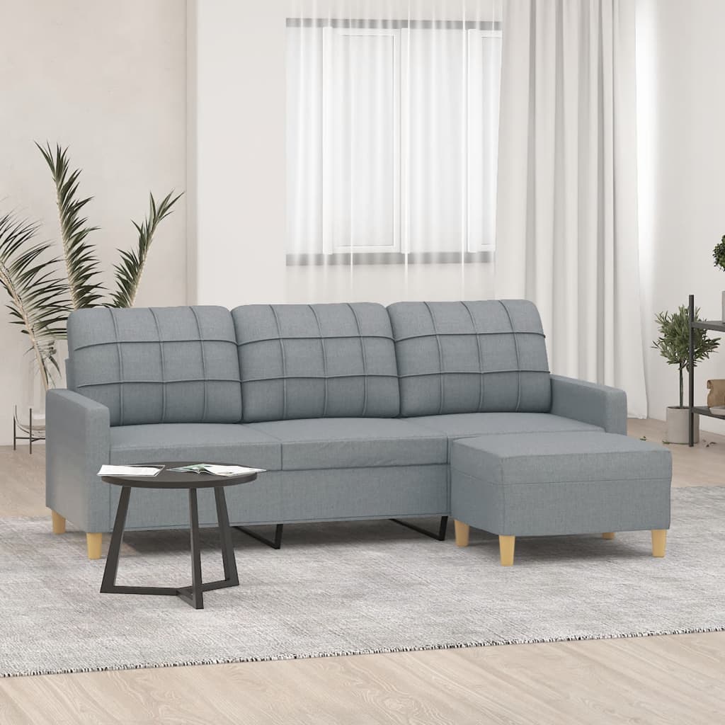 3-Sitzer-Sofa mit Hocker Taupe 180 cm Stoff